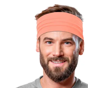 Men's Headbands Cotton Jersey 5" Wide Sports Fitness Yoga Made in the USA Peach