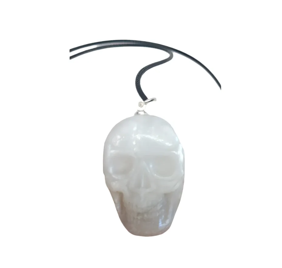 Moonstone Crystal Skull Pendant Necklace