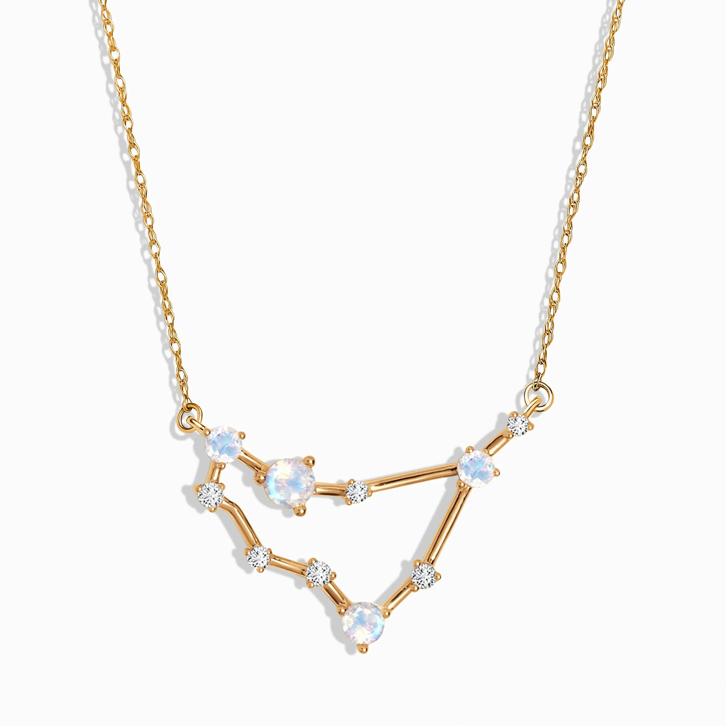 Moonstone Diamond Necklace - Capricorn Zodiac Constellation