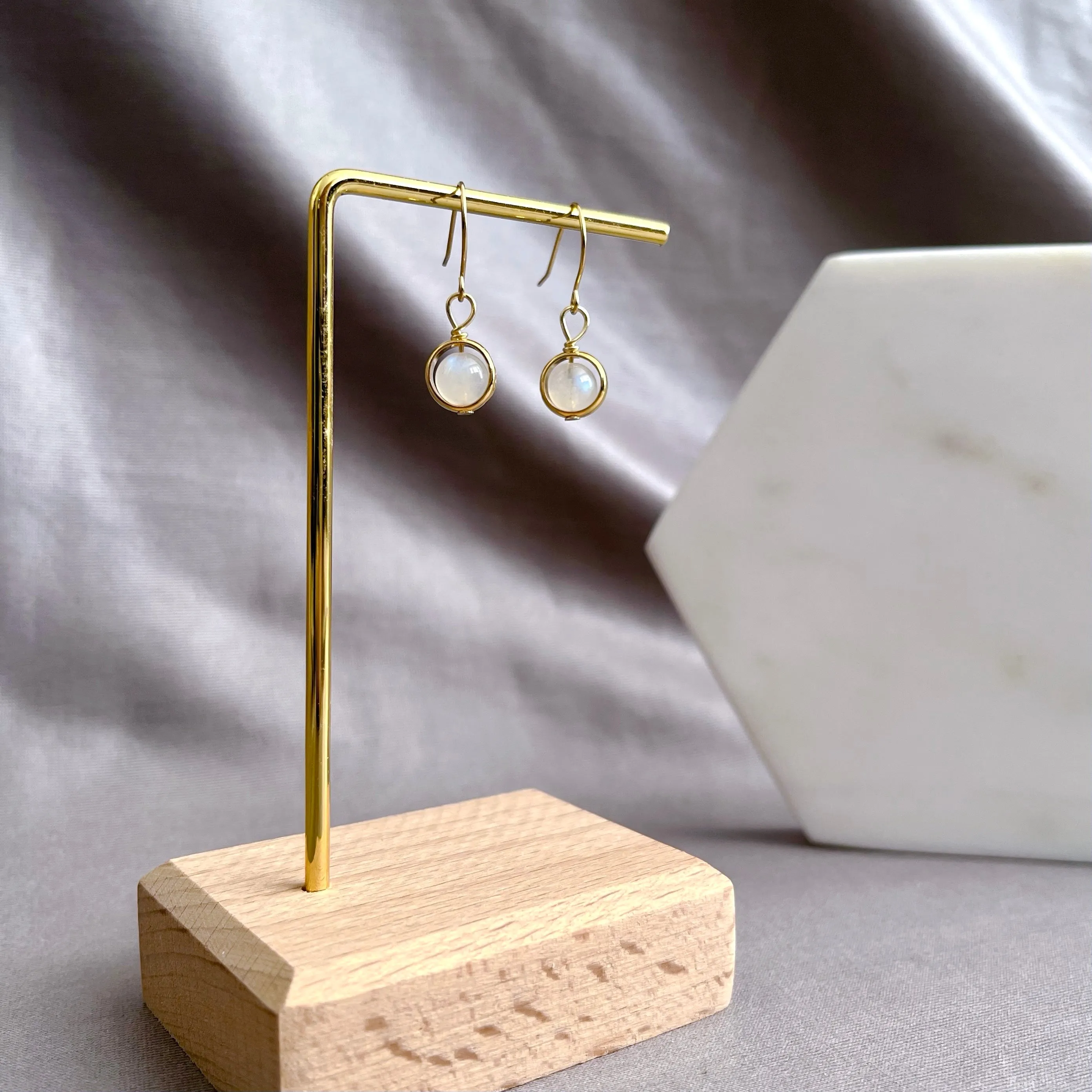 Moonstone Gold Hoop Earrings