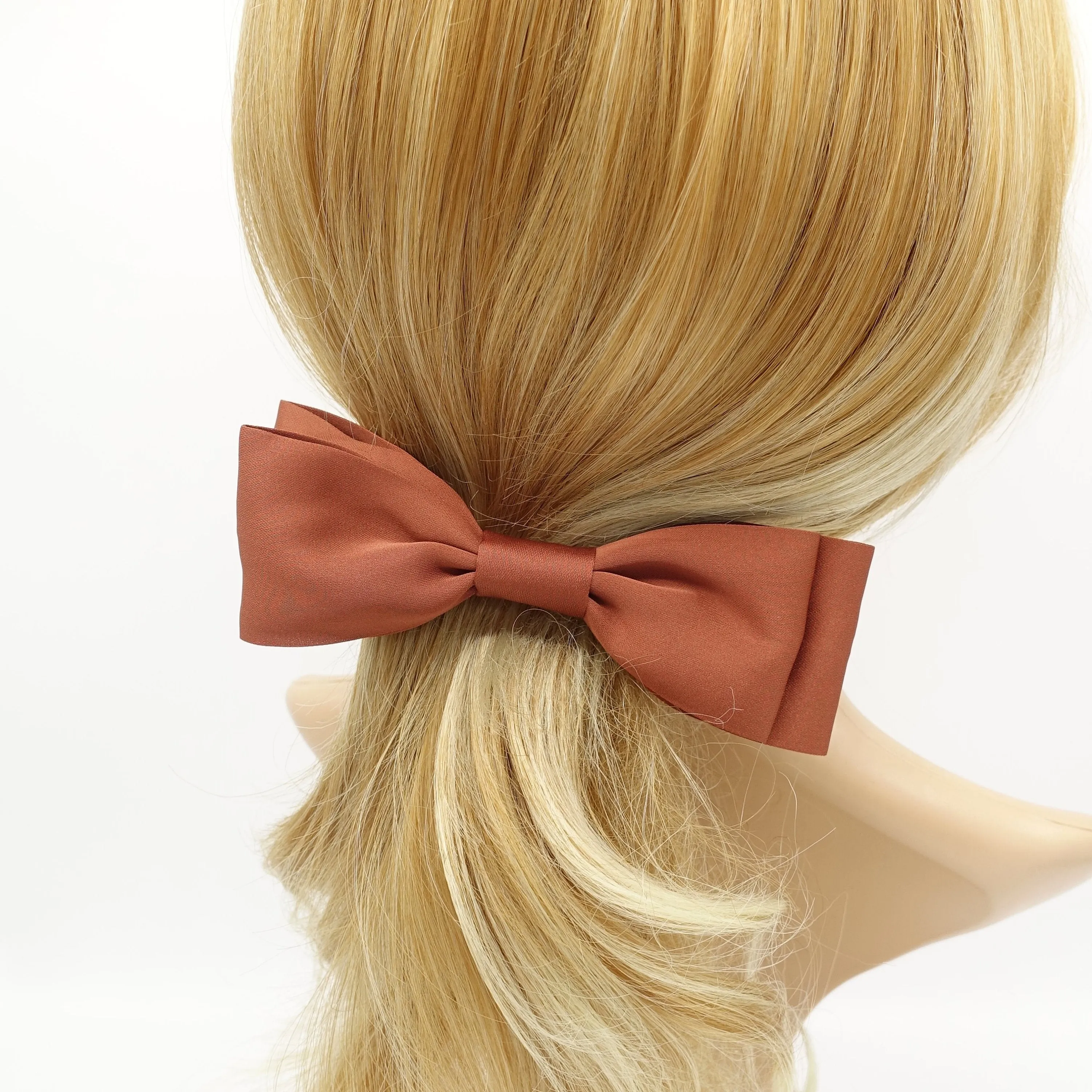 narrow hair bow layered Autumn hair bow barrette for women