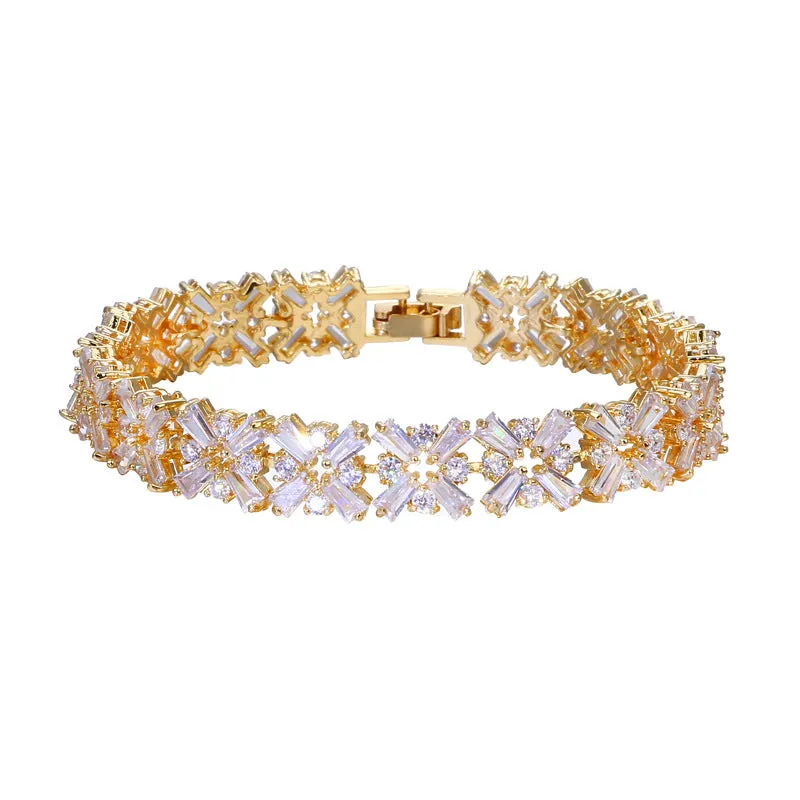 Natural Cubic Zircon Champagne Bracelet for Women Charms Gifts for Mom