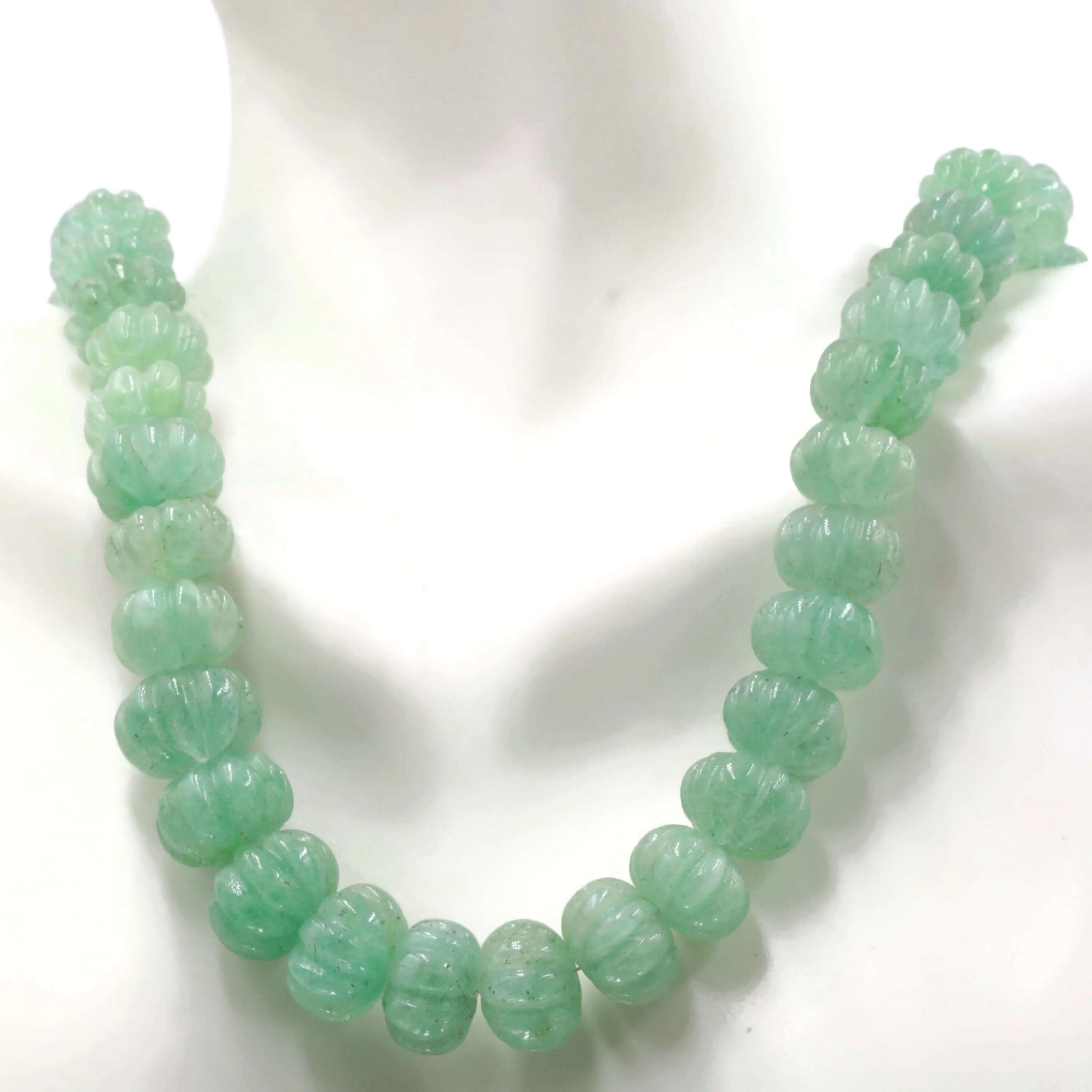 Natural Emerald Pumpkin Shaped Beaded Necklace May Birthstone Beaded Necklace SKU 6141195