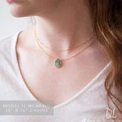 Natural Gemstone Pendant Necklace 14KY Gold Plated Necklace Chain Necklace Natural Gemstone Necklace Gold Chain Necklace SKU 6142270