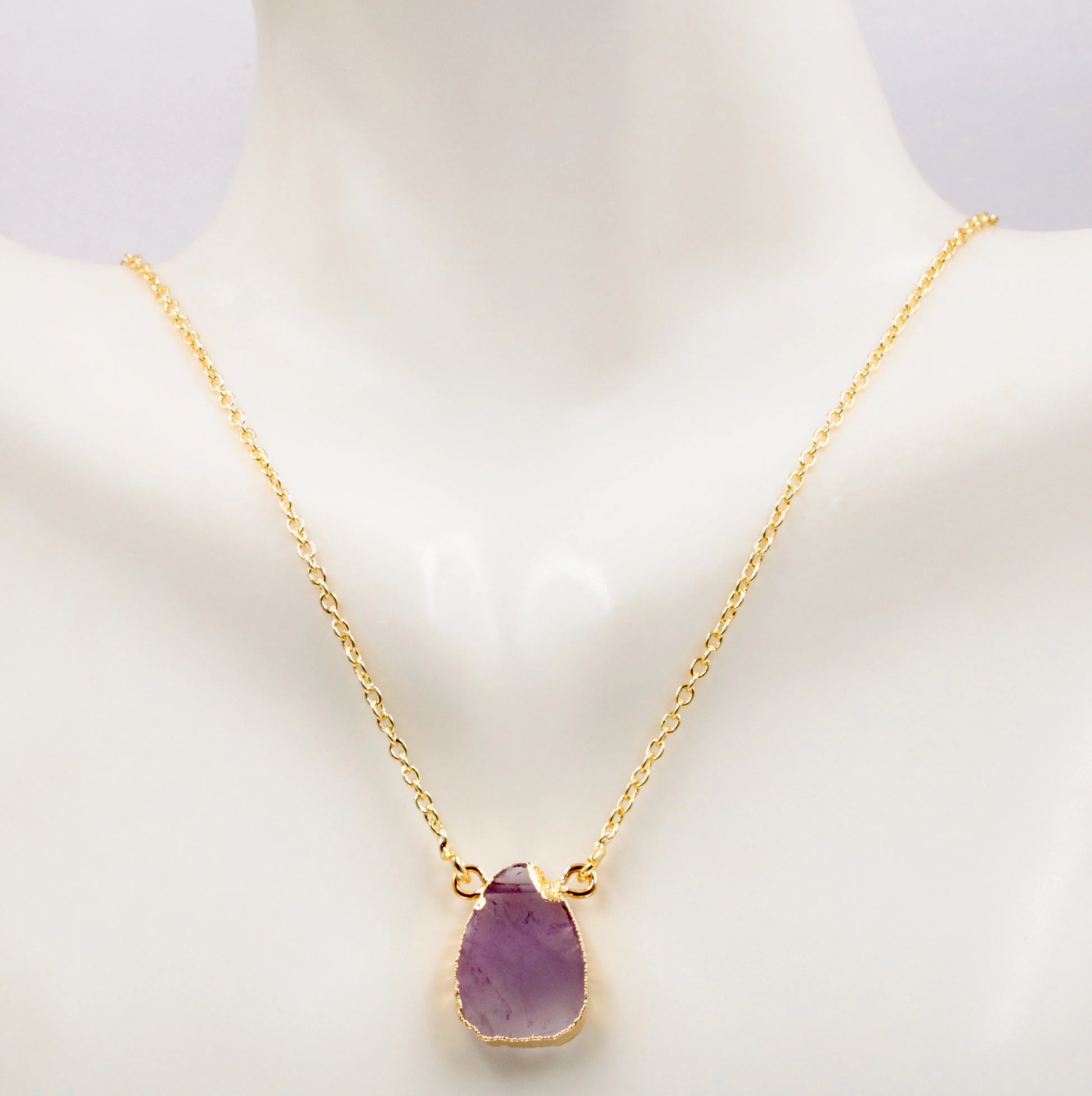 Natural Gemstone Pendant Necklace 14KY Gold Plated Necklace Chain Necklace Natural Gemstone Necklace Gold Chain Necklace SKU 6142270