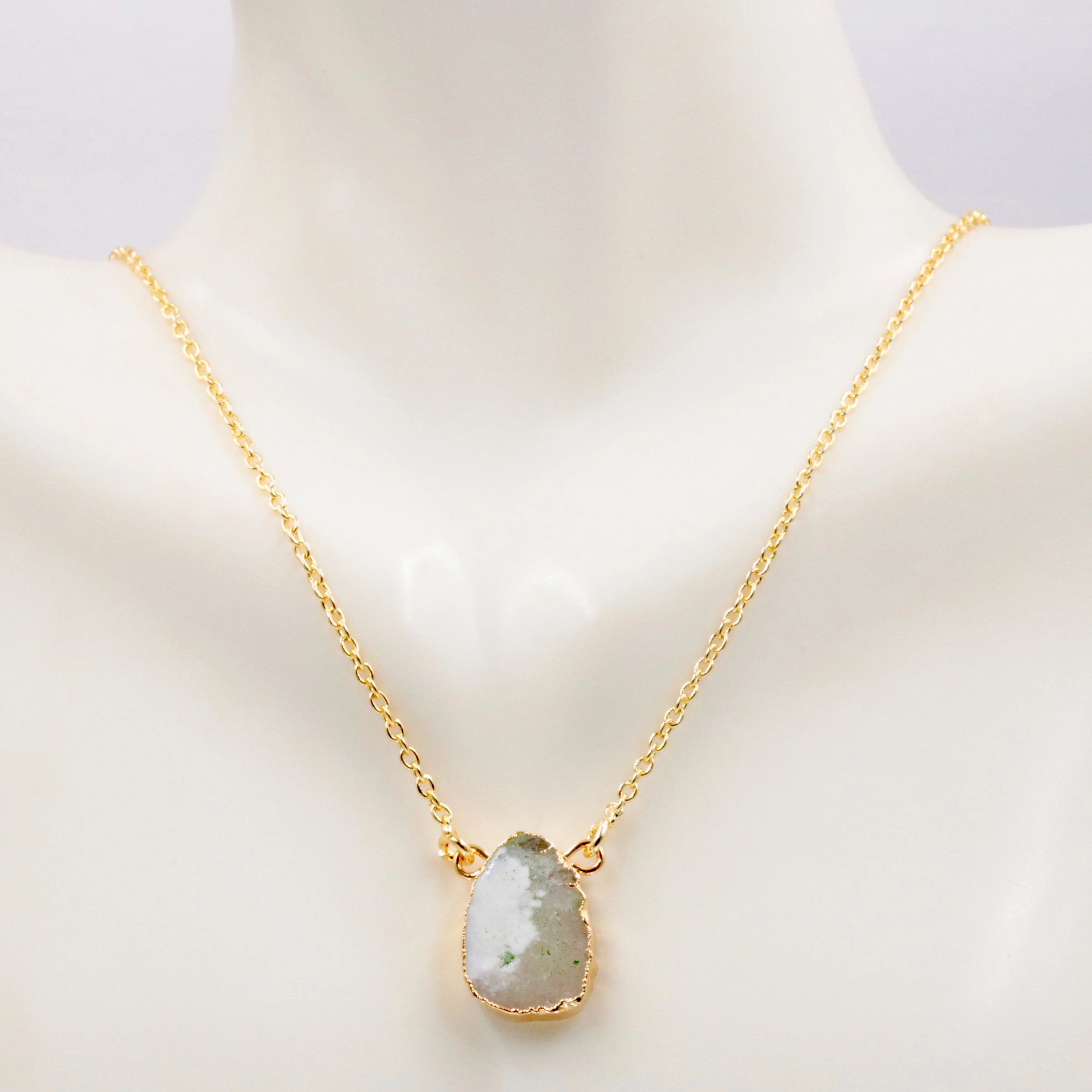 Natural Gemstone Pendant Necklace 14KY Gold Plated Necklace Chain Necklace Natural Gemstone Necklace Gold Chain Necklace SKU 6142270