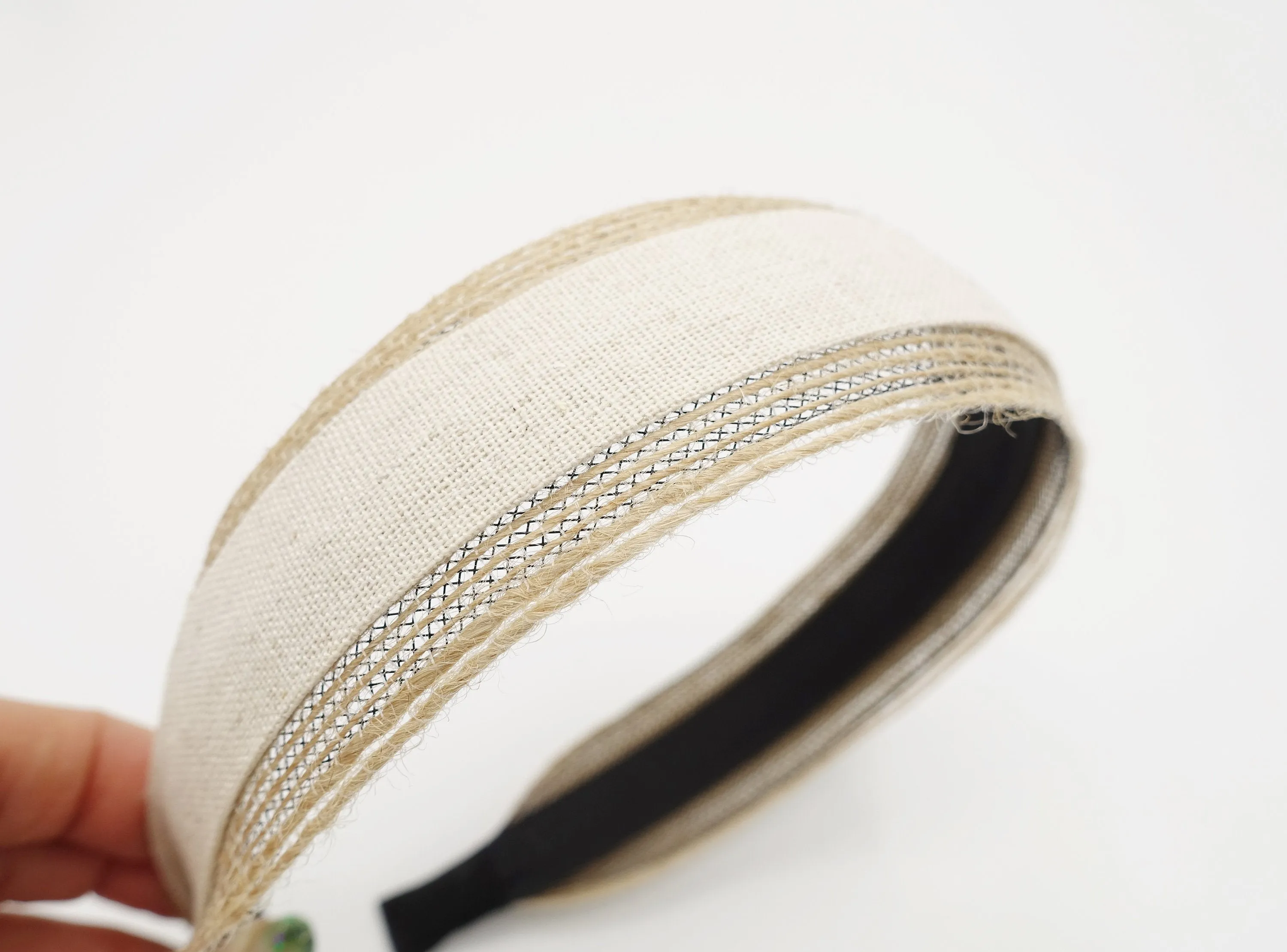 natural headband jute linen blend hairband for women