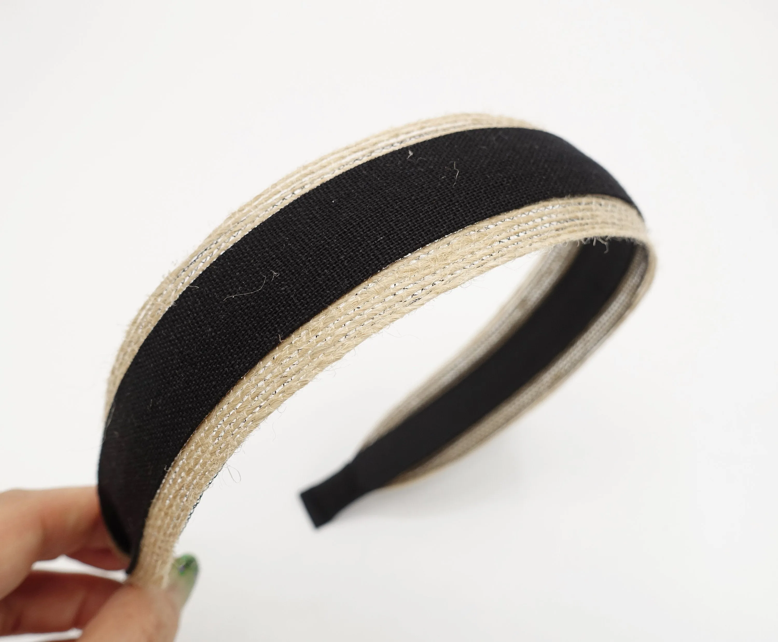 natural headband jute linen blend hairband for women