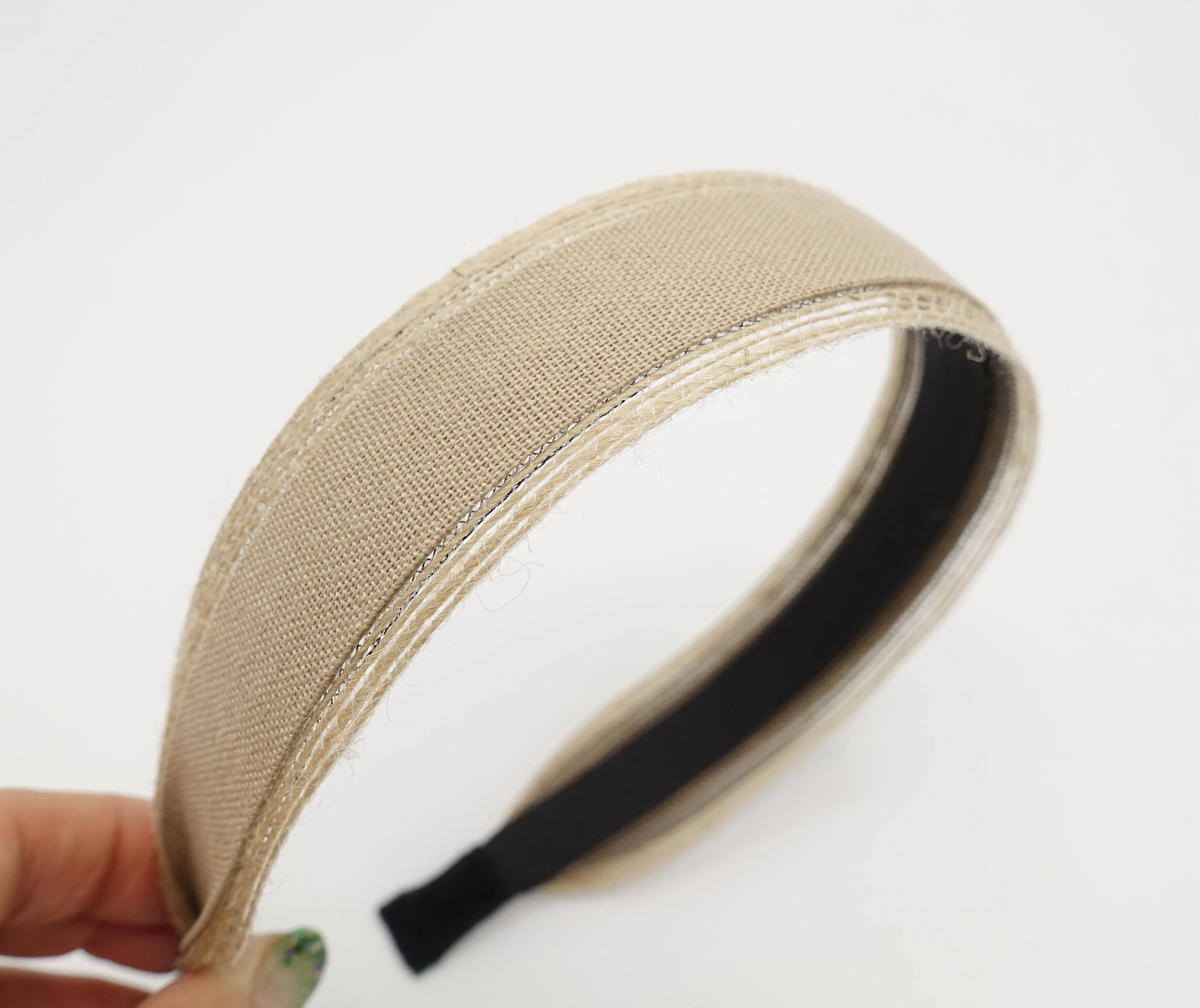 natural headband jute linen blend hairband for women