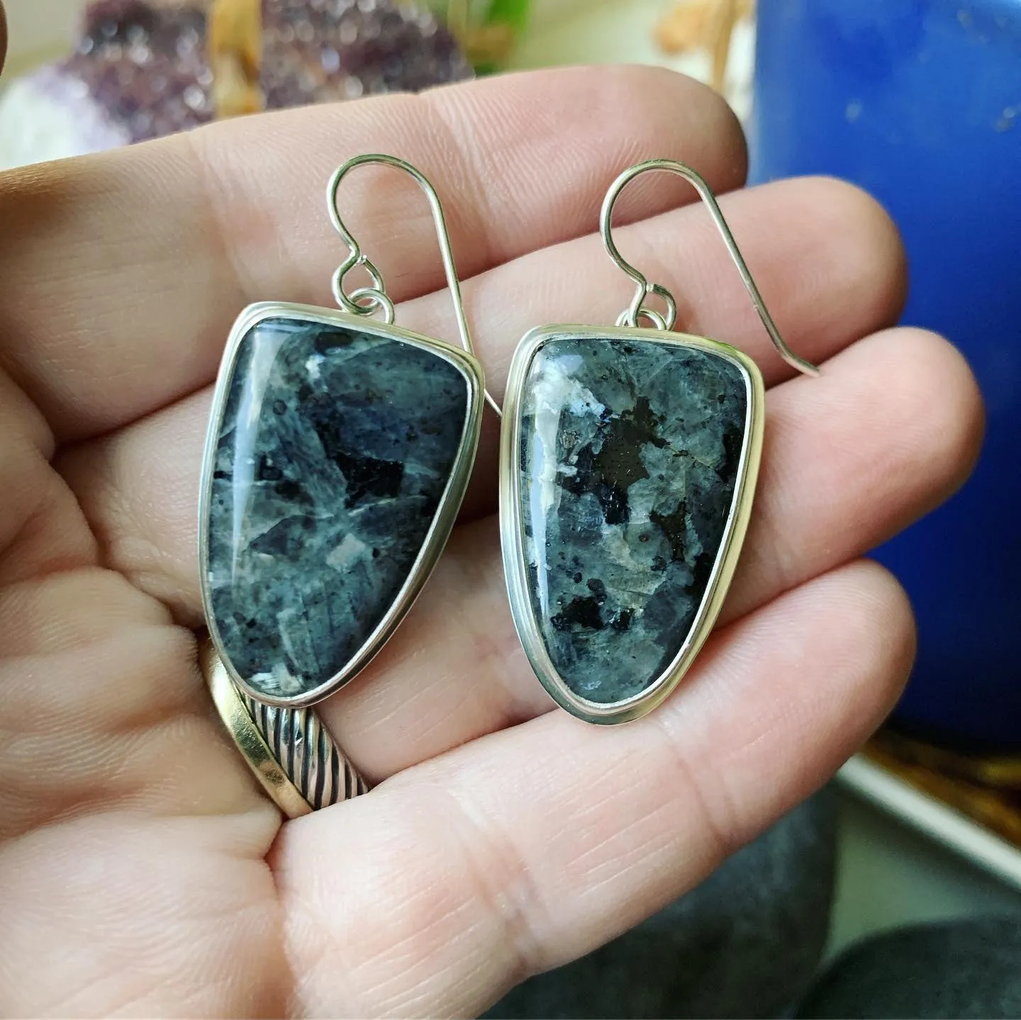 Norwegian Moonstone and Sterling Silver Earrings