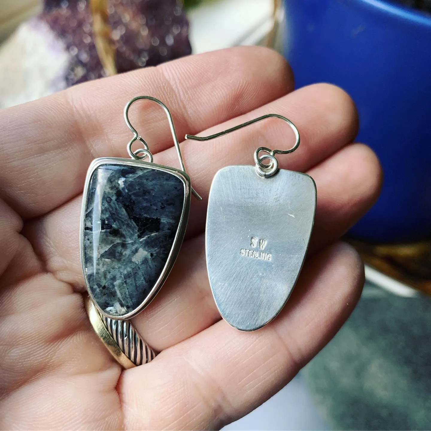 Norwegian Moonstone and Sterling Silver Earrings