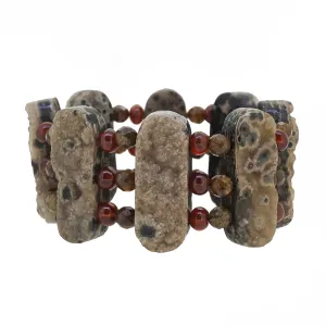 Ocean Jasper, Hessonite Garnet, and African Green Garnet Raw Cuff