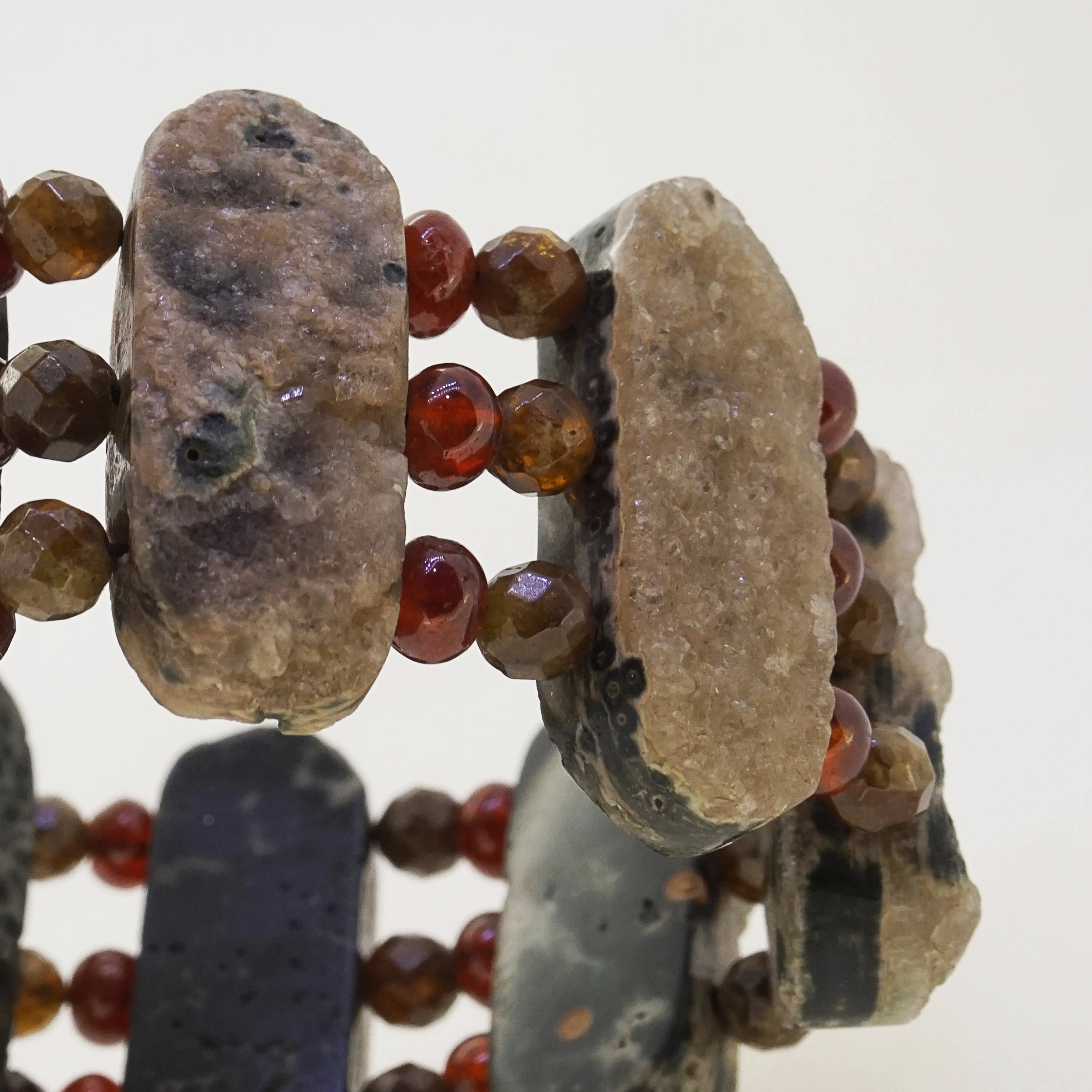 Ocean Jasper, Hessonite Garnet, and African Green Garnet Raw Cuff