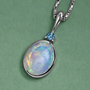 Opal And Blue Diamond Pendant