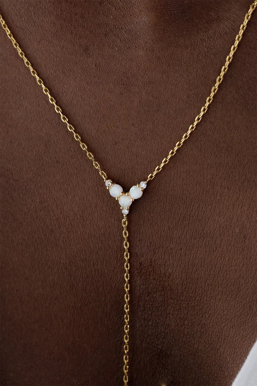 Opal Hope Y-Necklace 14K Gold