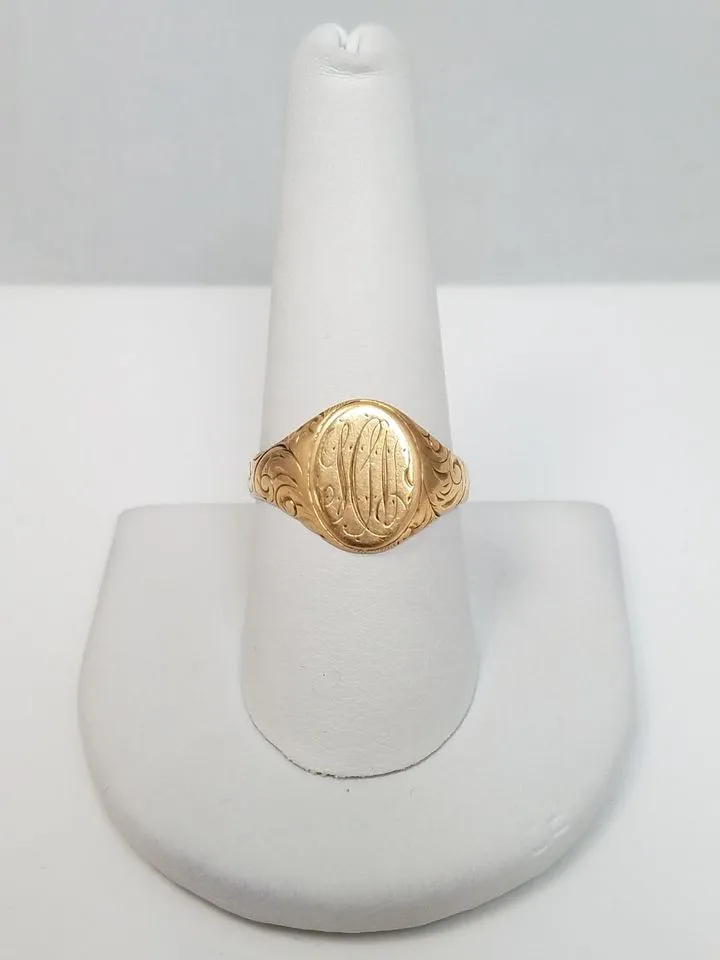 Ornate Early 1900's 10k Yellow Gold Signet Ring