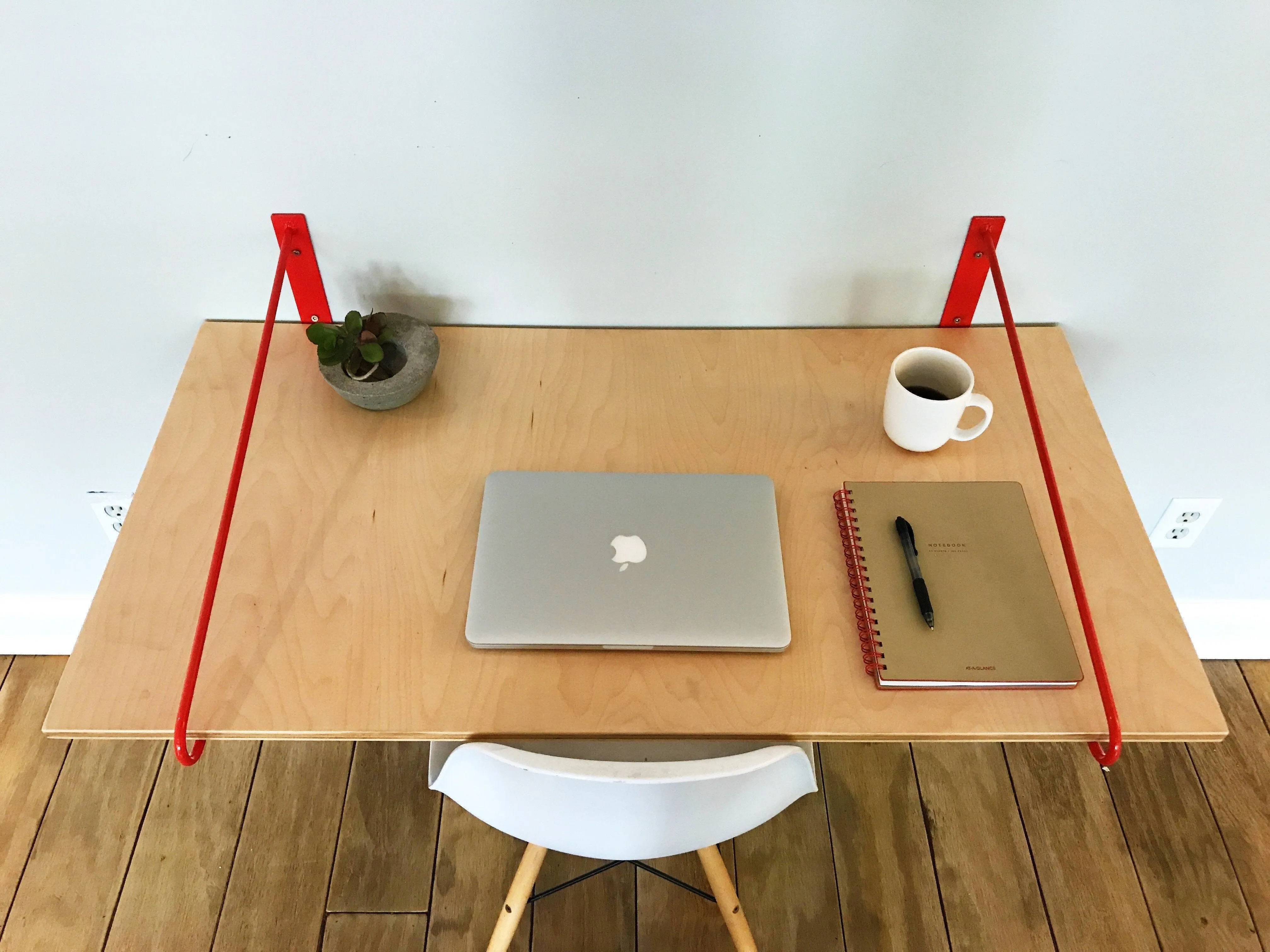 Pair of Floating Desk Brackets - 22" Deep Desk