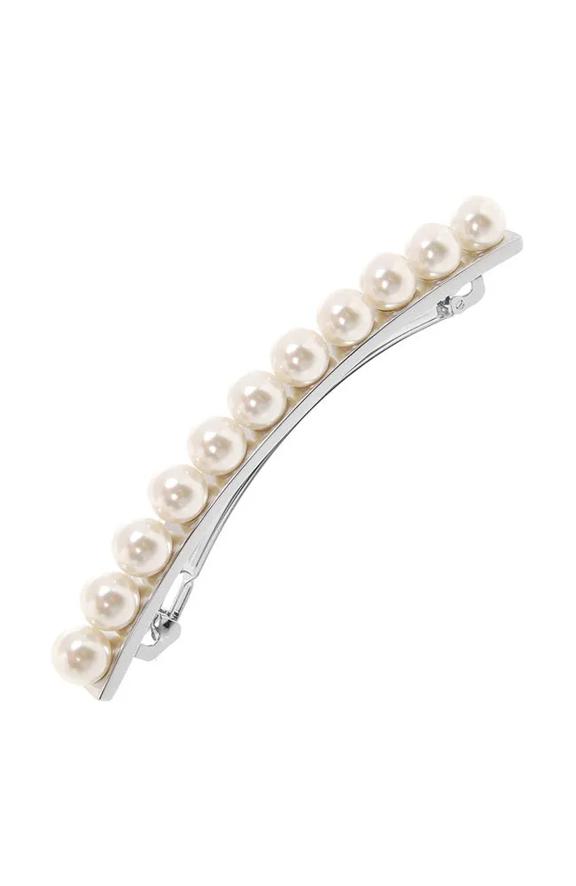 Pearl and Metal Long and Skinny Barrette