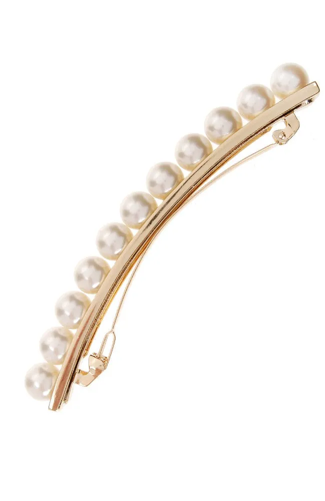 Pearl and Metal Long and Skinny Barrette