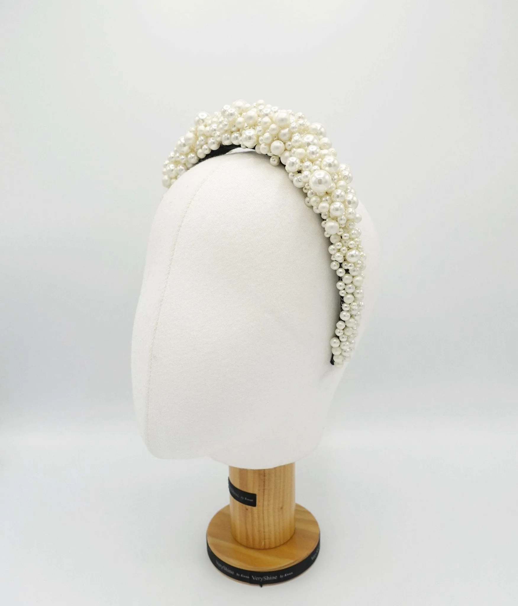 Pearl castle headband pearl beaded crown embellished hairband for women