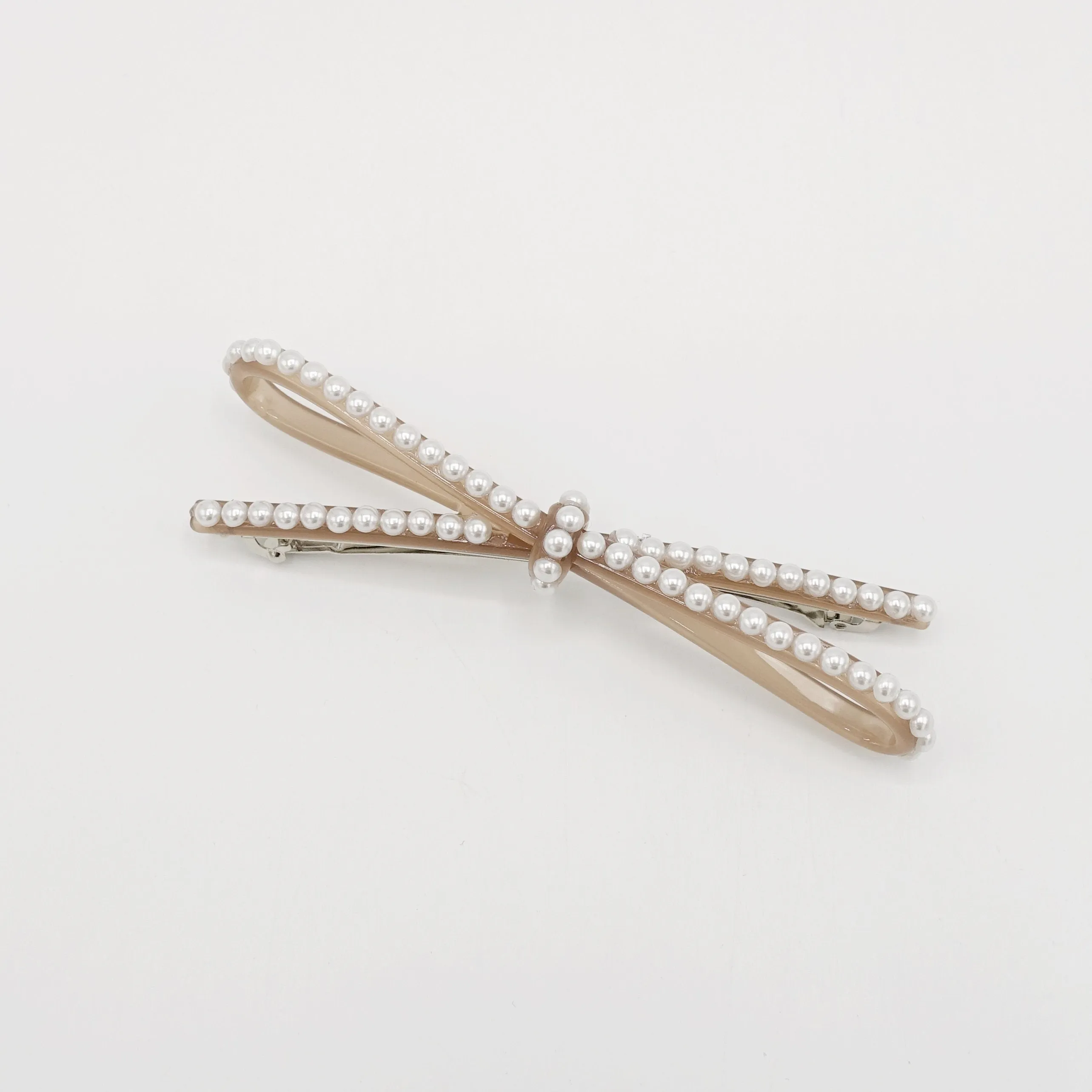 pearl embellished cellulose acetate hair barrette for women