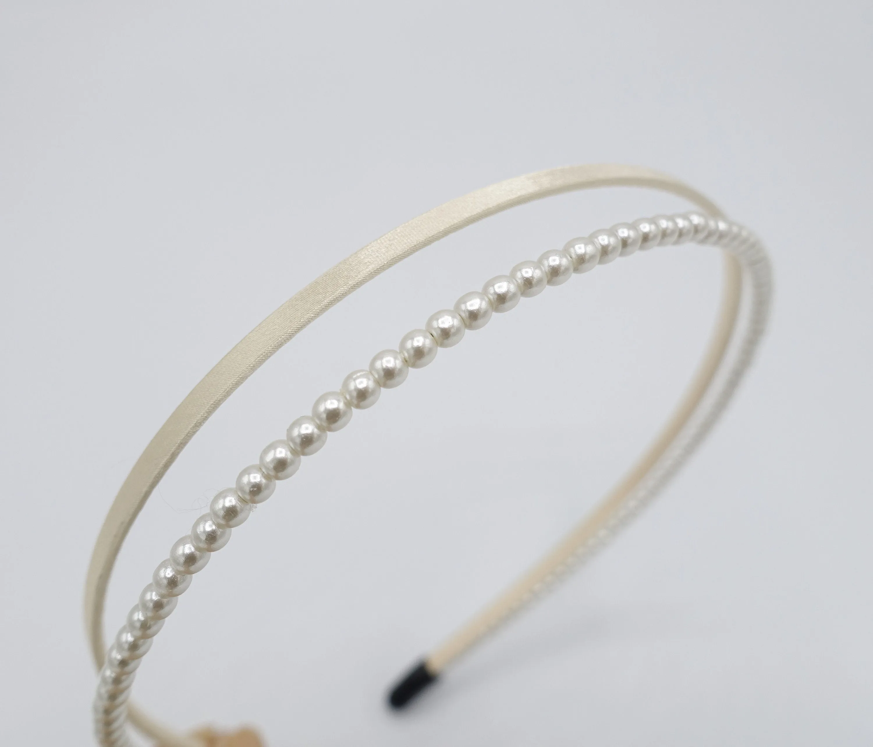 pearl satin double headband