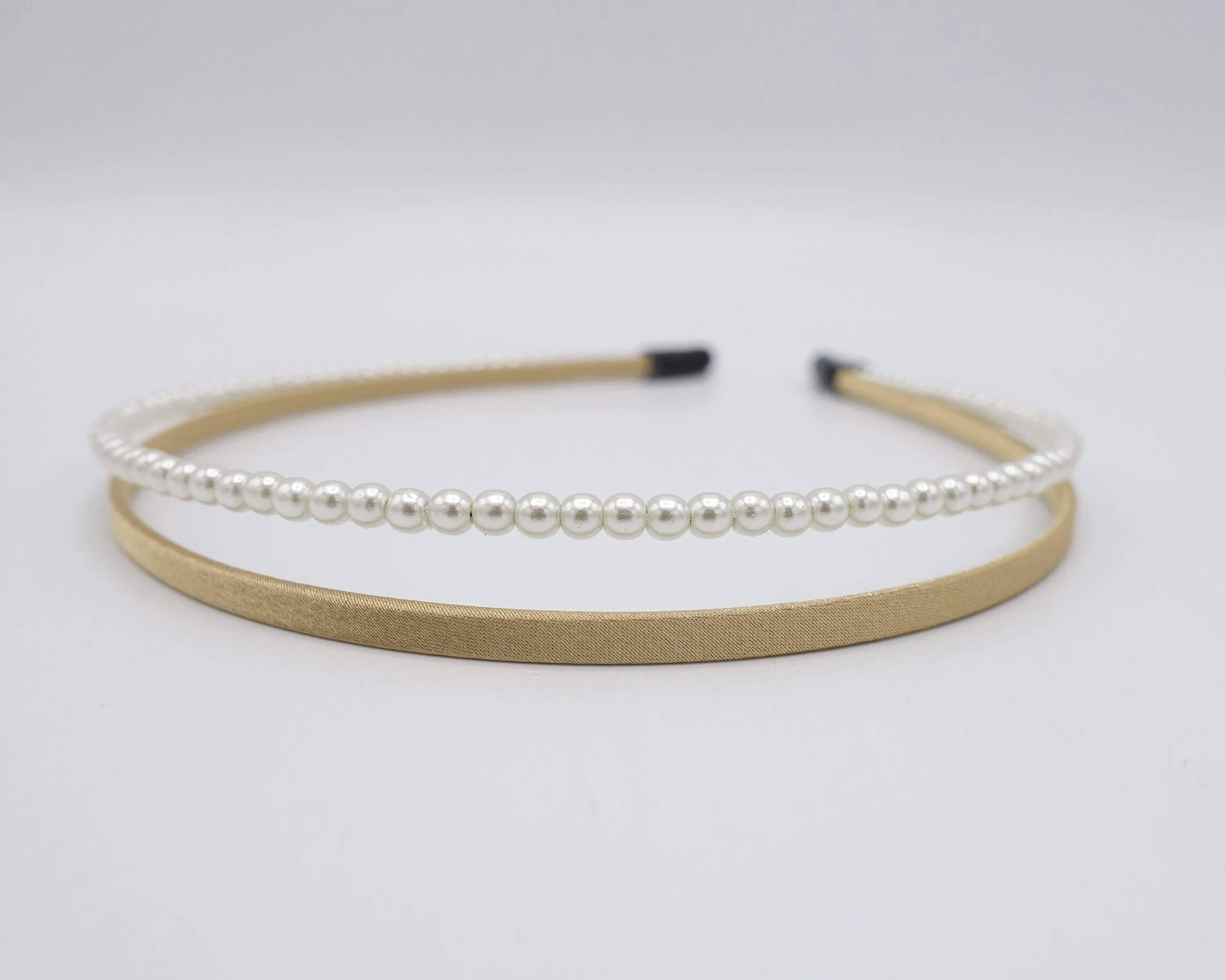 pearl satin double headband