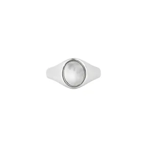 Pearl Signet Ring - Silver