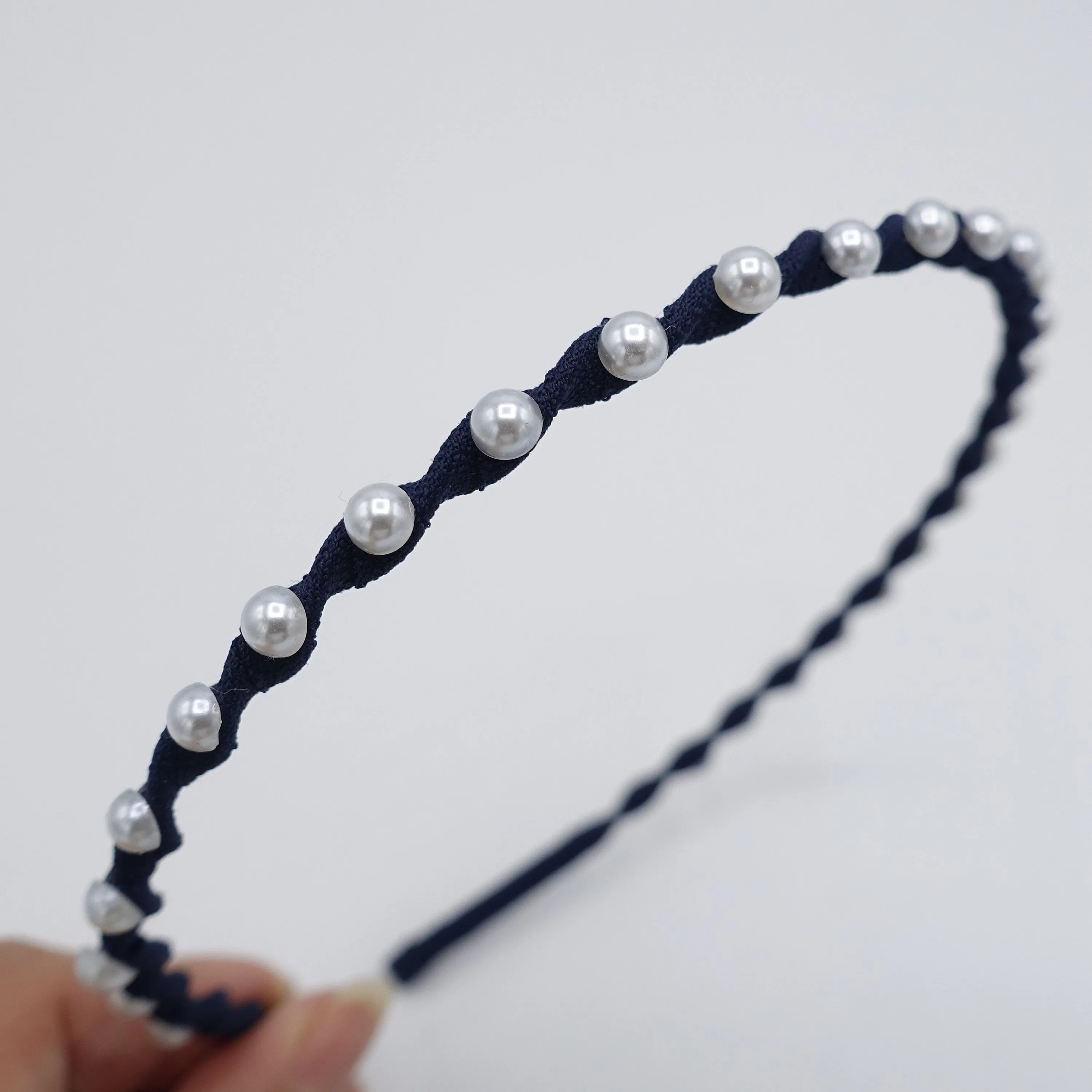 pearl thin headband, pearl twist headband , causual headband for women