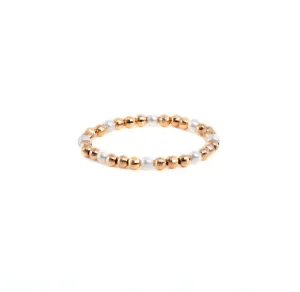 Pearlngold Bracelet - 14-Karat  Solid Amber Hue Gold & Pearl Beaded Bracelet