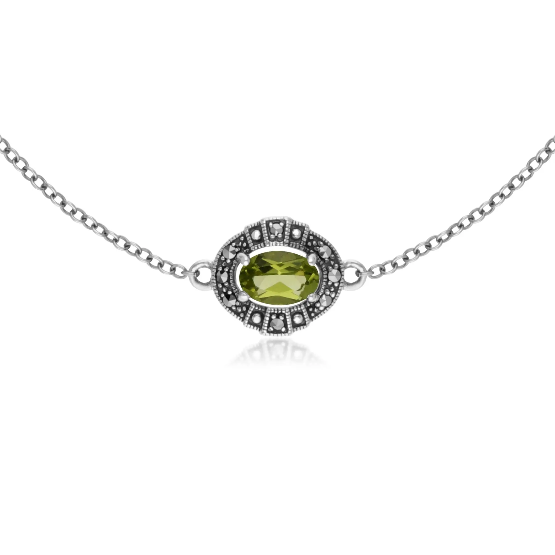 Peridot & Markasit Armband in Sterling Silber