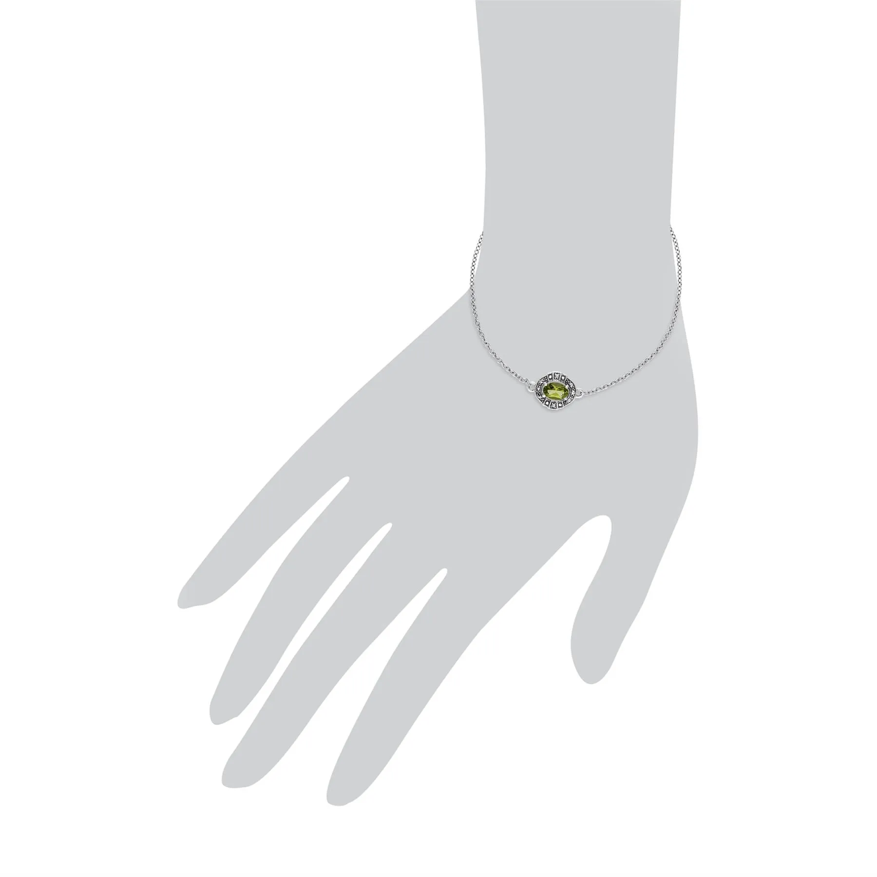 Peridot & Markasit Armband in Sterling Silber