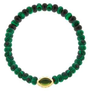 Peridot Eye of the Idol Malachite/Onyx  Bead Bracelet