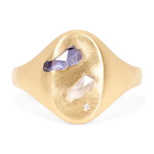 Pink & Purple Peek a Boo Signet Ring - Size 7.5 - 11592