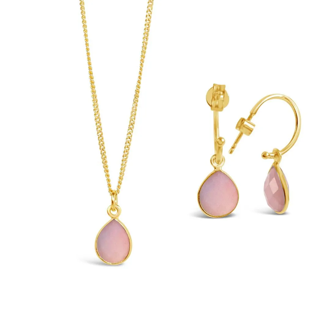 Pink Opal Charm Necklace | Gold - October