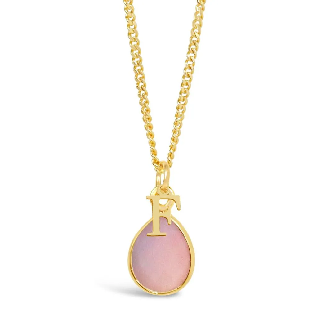 Pink Opal Charm Necklace | Gold - October