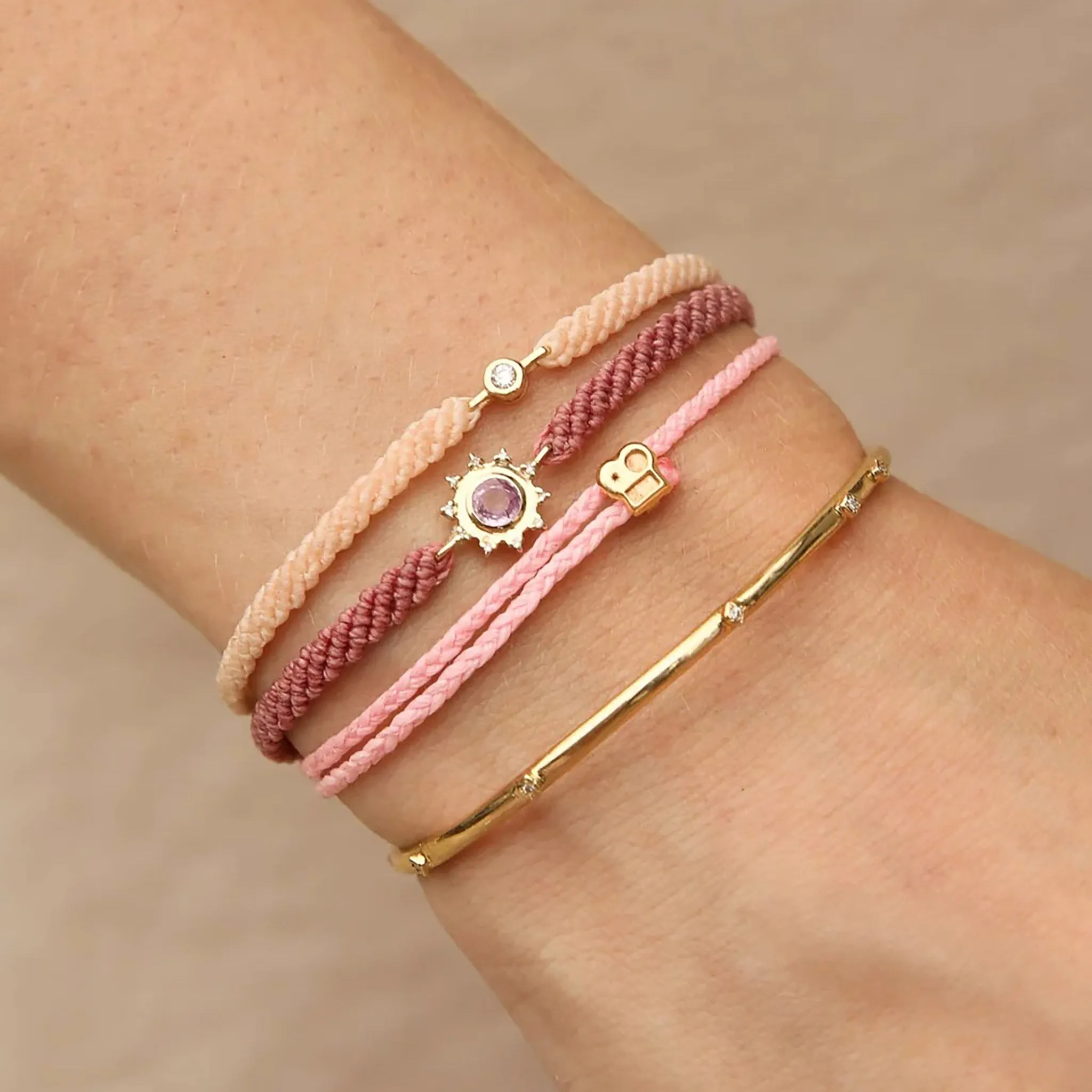 Pink Sapphire Sunshine Macrame Bracelet