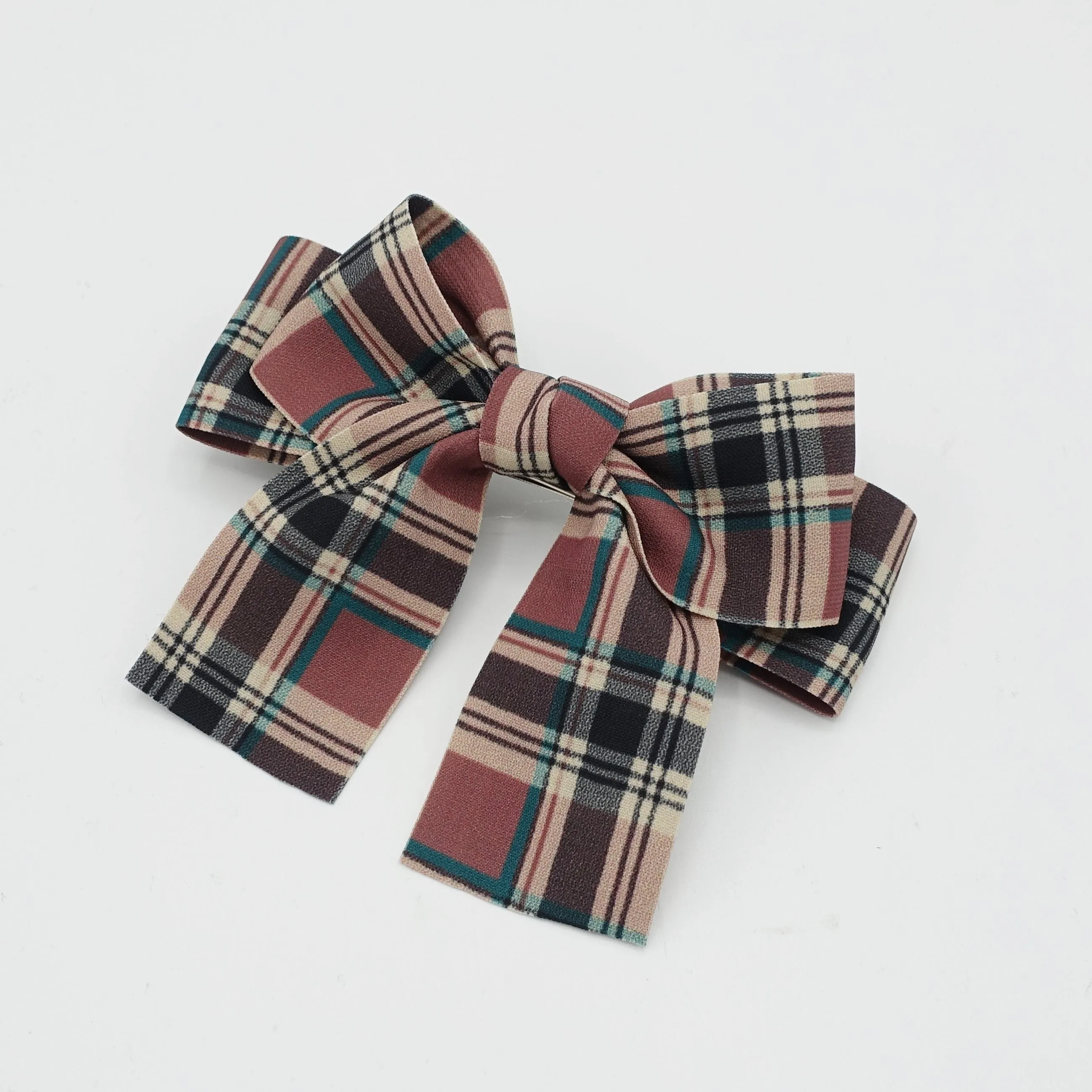 plaid check basic medium bow french barrette casual women hair accessory