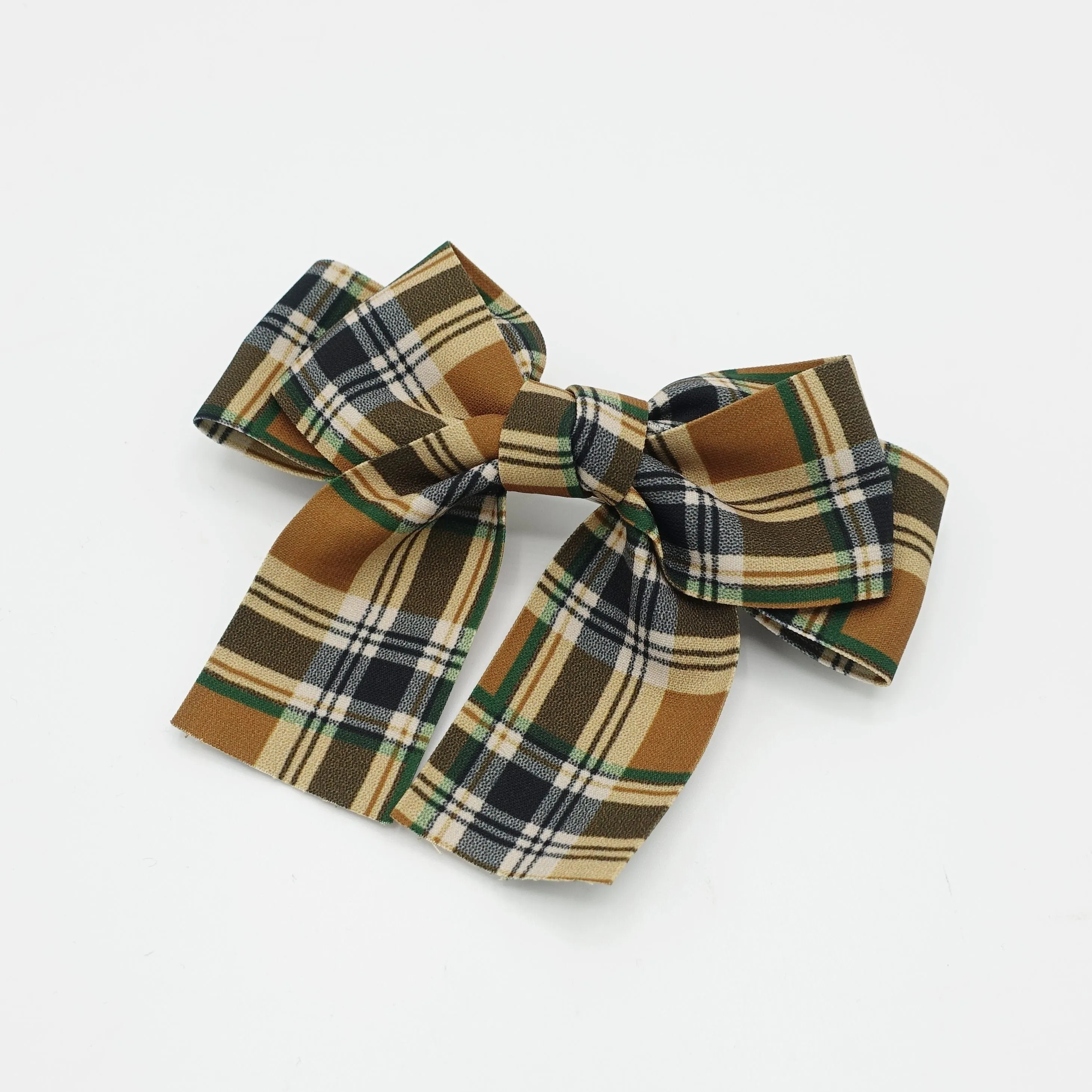 plaid check basic medium bow french barrette casual women hair accessory