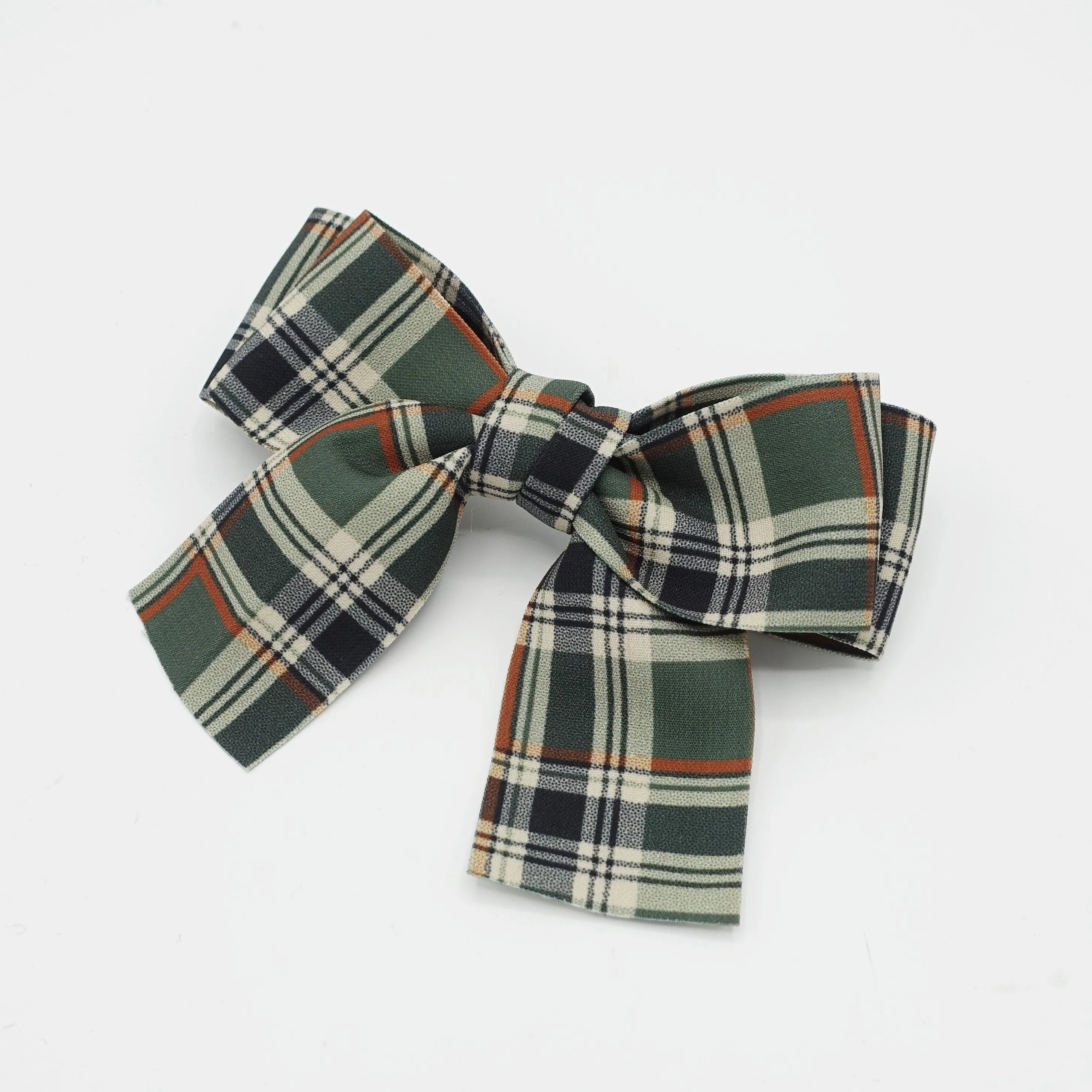 plaid check basic medium bow french barrette casual women hair accessory