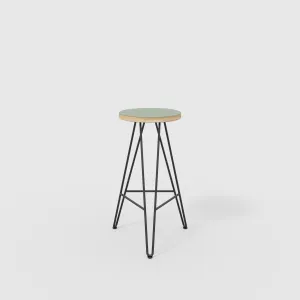 Plywood Bar Stool with Black Hairpin Base - Formica Green Slate