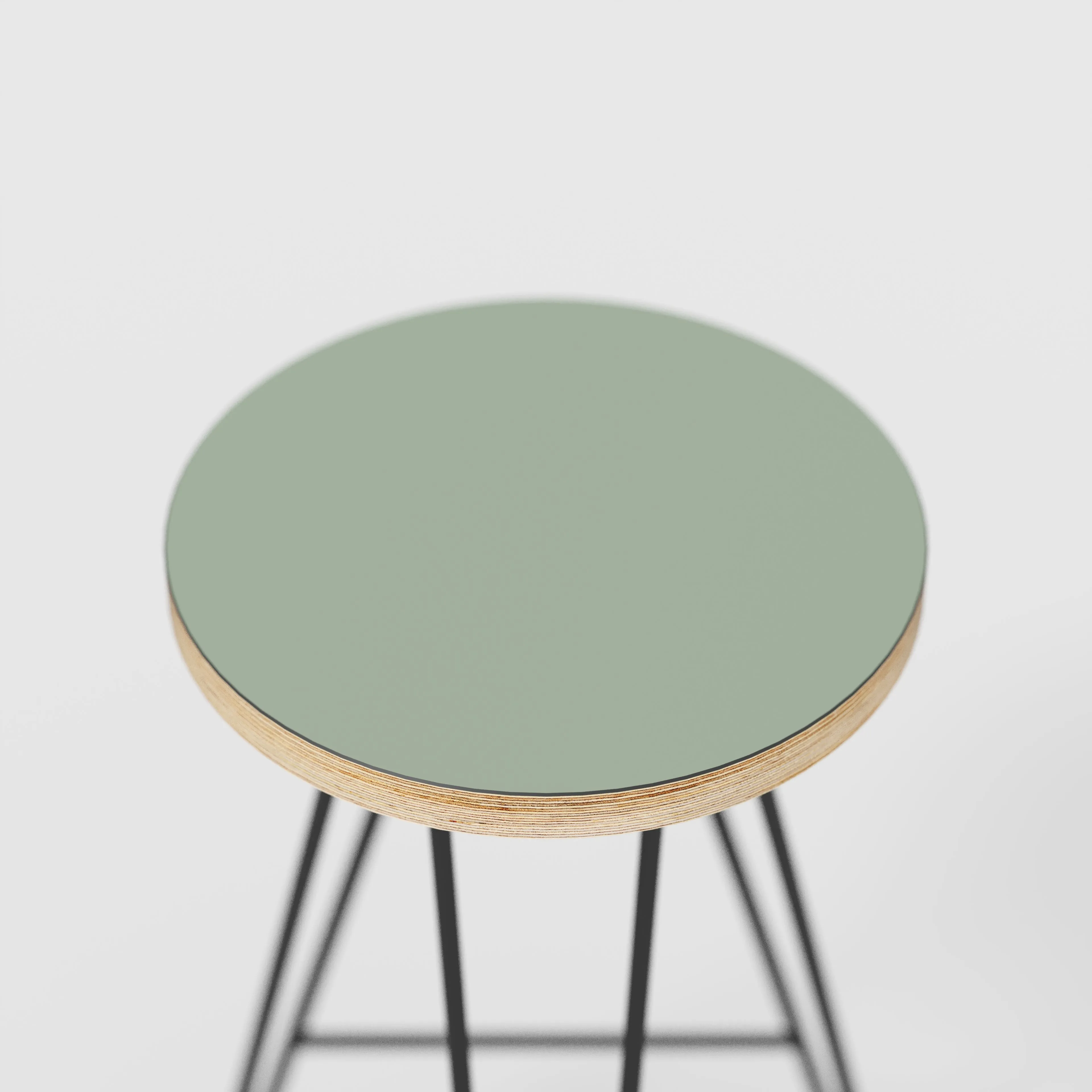 Plywood Bar Stool with Black Hairpin Base - Formica Green Slate