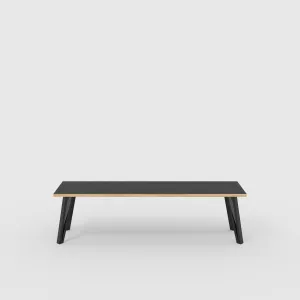 Plywood Bench Seat with Black Box Hairpin Legs - Formica Diamond Black - 1600(w) x 400(d) x 450(h)