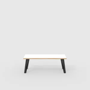 Plywood Bench Seat with Black Box Hairpin Legs - Formica White - 1200(w) x 400(d) x 450(h)