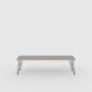 Plywood Bench Seat with Black Hairpin Legs - Formica Tornado Grey - 1600(w) x 400(d)