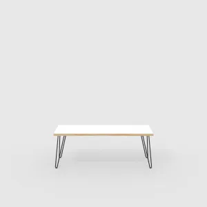 Plywood Bench Seat with Black Hairpin Legs - Formica White - 1200(w) x 400(d)