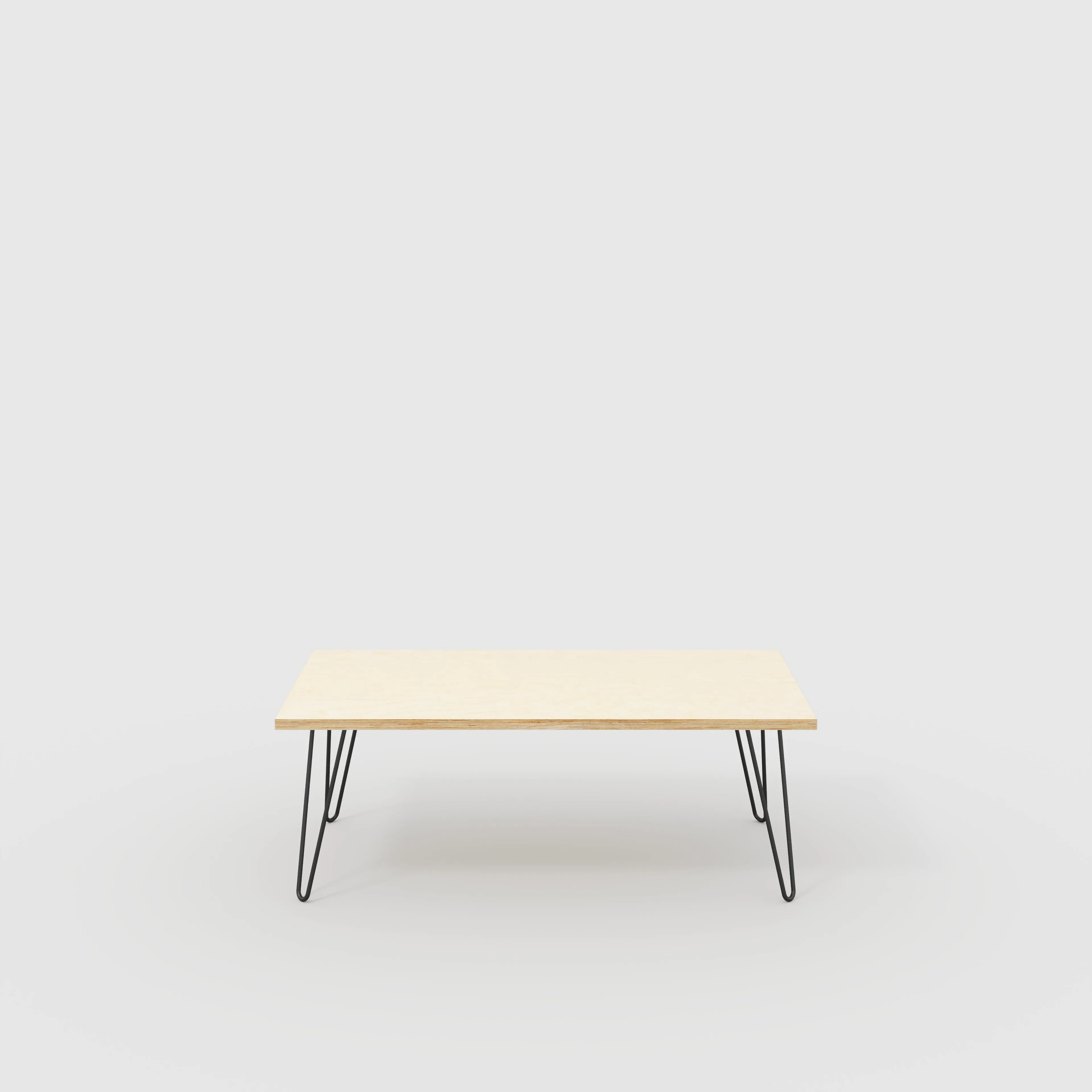 Plywood Coffee Table with Black Hairpin Legs - Plywood Birch - 1200(w) x 600(d) x 425(h)