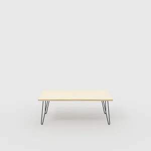 Plywood Coffee Table with Black Hairpin Legs - Plywood Birch - 1200(w) x 600(d) x 425(h)