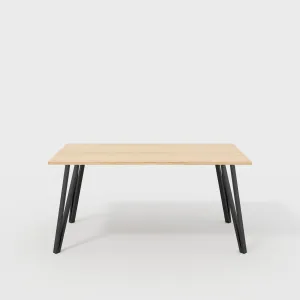 Plywood Desk with Black Box Hairpin Legs - Plywood Oak - 1600(w) x 800(d) x 735(h)