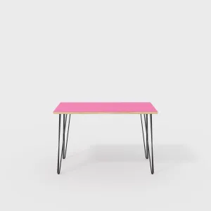 Plywood Desk with Black Hairpin Legs - Formica Juicy Pink - 1200(w) x 600(d) x 735(h)